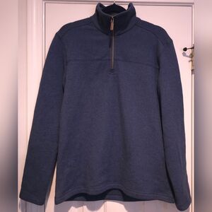Men's Blue G.H. Bass & Co 1/4 Zip Fleece Lined Knit Sweater Size Medium